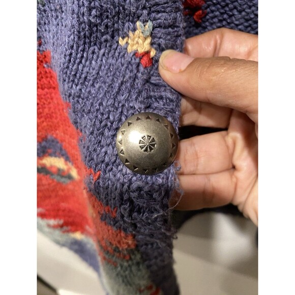 VTG Lauren Ralph Lauren Hand Knit Southwestern Aztec Vest Linen Equestrian Sz S - Picture 6 of 8